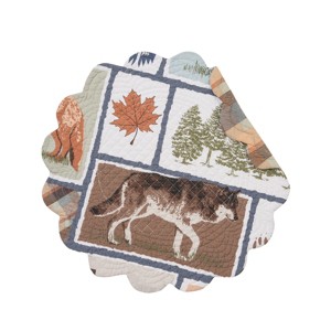 C&F Home 17" Oakley Maple Leaf Pine Trees Wolf Scalloped Round Tabletop Placemats, Set of 6 - 1 of 4