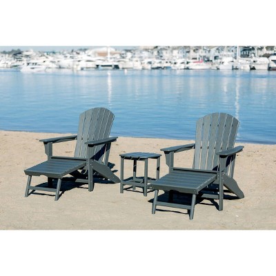 Hampton 3pc Outdoor Adirondack Chair with Hideaway Ottoman & Table - LuXeo
