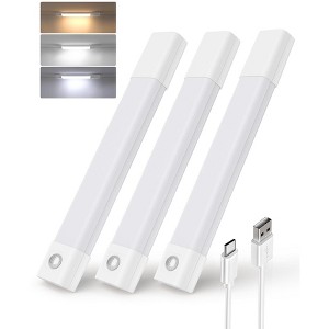 EZVALO 8" 1/3pk 30LED Under Cabinet Light w/Motion Sensor Wireless Magnetic Dimmable Light Bar - 1 of 4