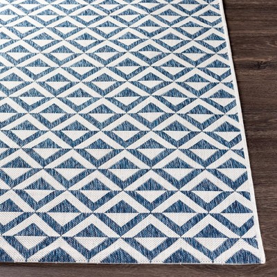 Akkrum Blue and White Synthetic Fur Rectangle Rug 2' x 2'11"
