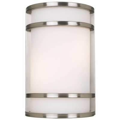 Minka Lavery Modern Outdoor Wall Light Fixture Stainless Steel 12" Etched Opal Glass for Post Exterior Barn Deck Porch Yard Patio