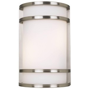 Minka Lavery Modern Outdoor Wall Light Fixture Stainless Steel 12" Etched Opal Glass for Post Exterior Barn Deck Porch Yard Patio - 1 of 3