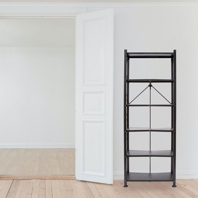 Origami Black 6-Tier Stamped Steel Bookcase Organizer Rack