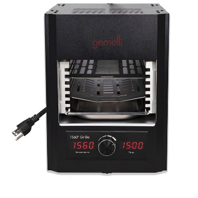 Gemelli Gourmet Steak Grille (1600 Watt), Infrared Superheating Up to 1560 Degrees, Electric Grill (Black)