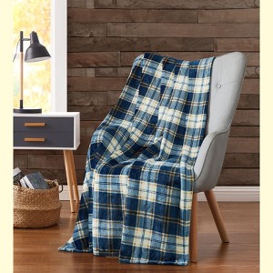 Kate Aurora University Living Blue & Yellow Plaid Tartan Check Accent Throw Blanket - 50 in. W x 60 in. L - 1 of 1