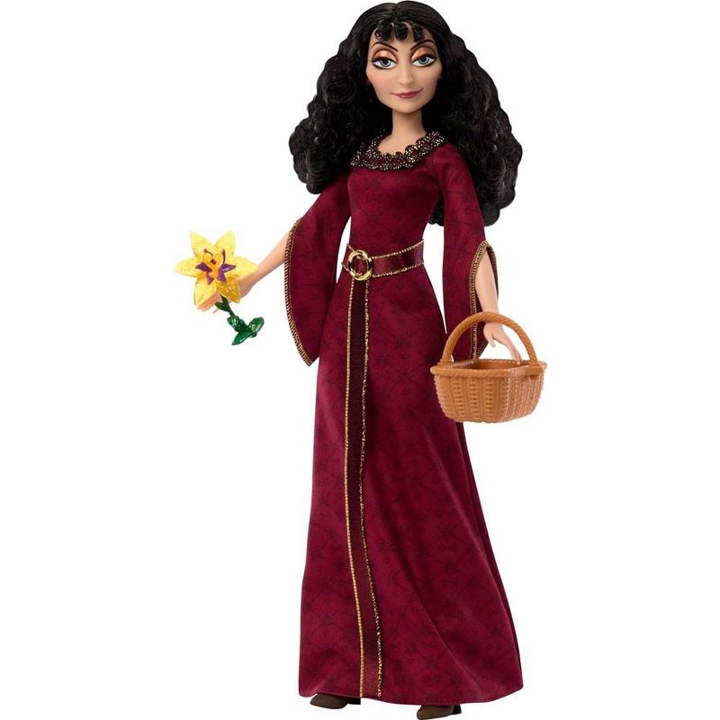 Mattel Disney Villains Mother Gothel Fashion Doll with Removable Outfit and Basket & Flower Accessories, 1 of 8