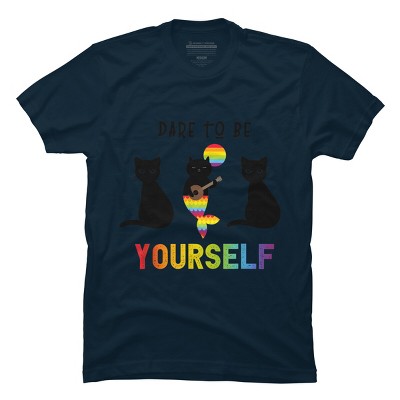 Adult Design By Humans Dare To Be Yourself Pride Cat Mermaid By Avocato T-Shirt