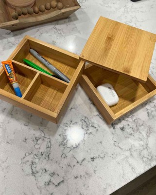 6 X 9 X 4 Rectangular Hinge Lid Bamboo Countertop Organizer