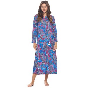 Casual Nights Women's Zip-Front Lounger Robe Long Duster Housecoat with Pockets - 1 of 4