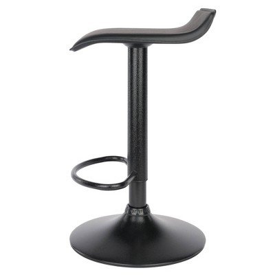 Adjustable Black Leather Swivel Bar Stool - Set of 2