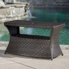 Rattan Outdoor Coffee Table with Umbrella Hole, Wicker Accent Table with Shelf for Patio, Garden, or Lounge – The Pop Home - 3 of 4