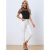 Allegra K Women's Polka Dots Mesh Sheer Short Sleeve Skinny Party Bodysuit Top - 4 of 4