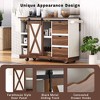 ORRD 55.5" Farmhouse Kitchen Island w/Drop Leaf, Barn Door & Power Outlet - Rolling Cart w/Spice Rack, White - 2 of 4