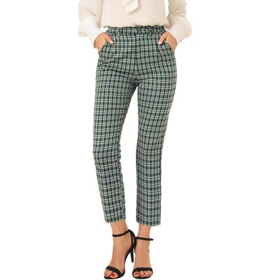 INSPIRE CHIC Women's High Waist Elastic Back Two Slant Pockets Office Work Ankle Pants