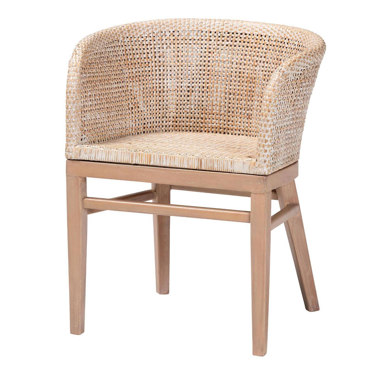 bali & pari Papua Rattan Dining Chair: Mahogany Frame, Bohemian Design, Rounded Backrest - thumbnail 2