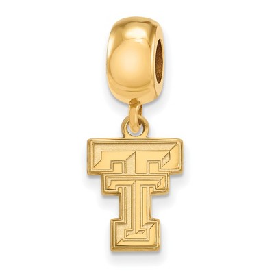 Black Bow Jewelry 14k Yellow Gold Plated Sterling Silver Texas Tech Red Raiders NCAA Bead Charm