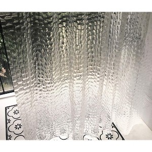Aoibox Clear Shower Curtain Liner with Metal Hooks and Grommets, Water-Repellent PVC-Free Fabric, Modern 3D Water Cube Design - 1 of 4