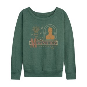 Women's - Disney - King Magnifico Lightweight French Terry Wide Neck Long Sleeve Graphic Shirt - 1 of 4