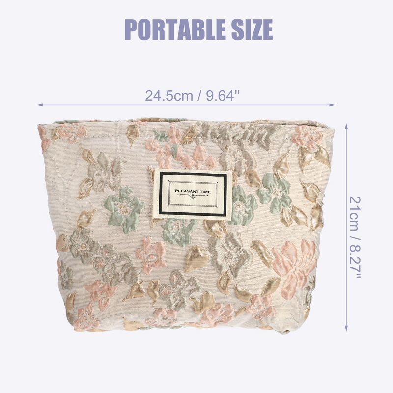 Unique Bargains Zipper Floral Makeup Bags and Organizers Apricot Pink, 4 of 7