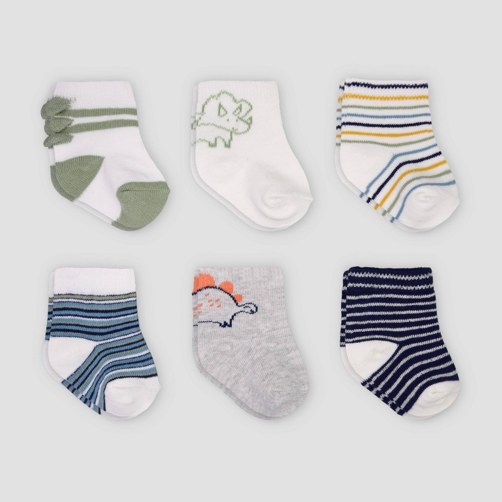 Baby Boys' 6pk Dino Crew Socks - Just One You made by carter's 3-12M, One Color