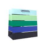 Square Simple Striped Gift Bag with Foil Green/Blue/Black - Spritz™