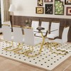 9-Piece Dining Set with Tempered Glass Table and 8 PU Armless Chairs - 3 of 4