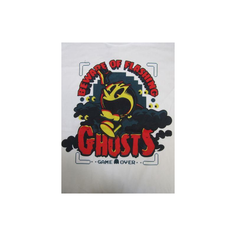 Pacman Classic Beware of Flashing Ghosts Men's White T-shirt, 2 of 3