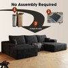 107" Cloud Sectional Sofa with 1 Ottoman,Modern Minimalist Upholstered Couches,Comfort U Shaped Sofa,Black (Plush Corduroy Fabric) - 4 of 4
