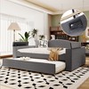 Okak Full Teddy Fleece Daybed with Trundle & Storage Armrests Upholstered Bed Sofa Bed Frame with Bluetooth Audio System Easy to Assemble, Gray - 4 of 4