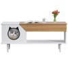 45 Inch Hidden Cat Litter Box Enclosure Cabinet, Coffee Table Cat Litter Box Furniture with Storage Drawer, Cat House for Living Room - 3 of 4