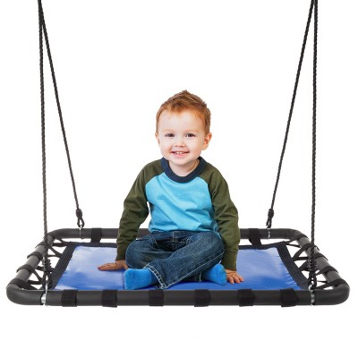 Toy Time Kids' Hanging Platform Swing With Adjustable Rope - 40" x 30", Blue, Black