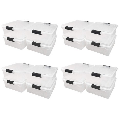 Plastic Craft Organizer Box - Snap-Tight Latch, Stackable, See-Through - 10  Pack