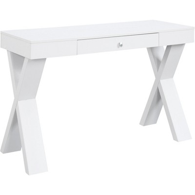 Newport Wood Writing Desk with Drawer White - Breighton Home: Scandinavian Style, MDF & Particle Board, 47.25" Wide