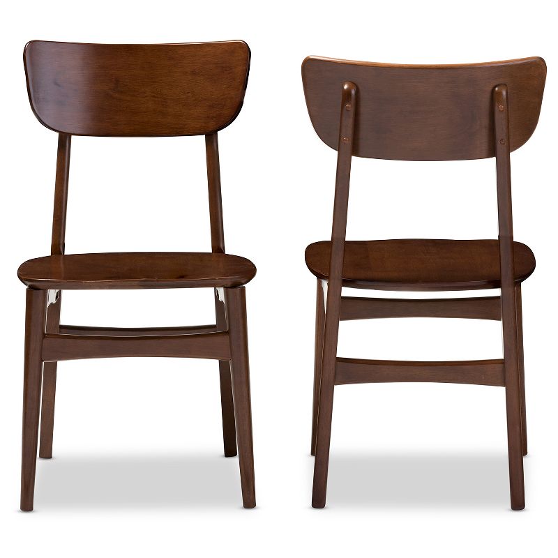Set of 2 Netherlands Mid-century Modern Scandinavian Style Dark Walnut Bent Wood Dining Side Chairs - Baxton Studio: Solid Wood Legs, Unupholstered, 4 of 6