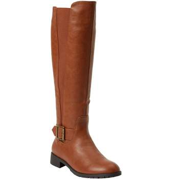 Comfortview Women's Wide Width The Janis Wide Calf Leather Boot, 8