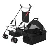 4 Wheels Pet Stroller Foldable Carrier Strolling Cart Travel Jogger Pet Stroller with Removable Liner Storage Basket for Dog Cat - 4 of 4