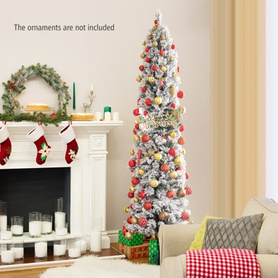 6ft White Snow-Flocked Pre-Lit Artificial Christmas Tree with Warm Lights