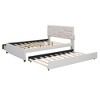 TIRAMISUBEST Full/Queen Size Upholstered Platform Bed with Brick Pattern Headboard, Linen Fabric Bed Frame with Trundle and 2 Drawers - 3 of 4