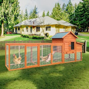 ORRD 122" Large Wooden Chicken Coop, Outdoor Hen House with Nesting Box and Wire Fence, Backyard Poultry Cage for Multiple Chickens - 1 of 4