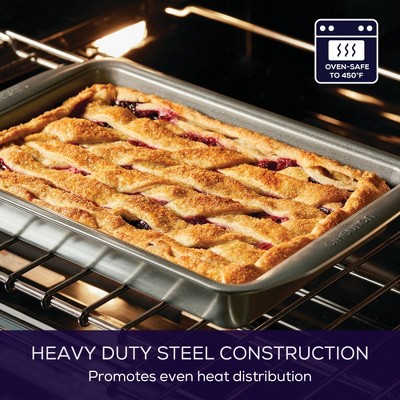 Gray Nonstick Aluminum Rectangular Cake Pan with Wide Handles