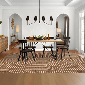 Modern Abstract Stripe Rug, Soft Low-Pile Washable Non-Slip Carpet for Living Room, Bedroom, Office - 1 of 4