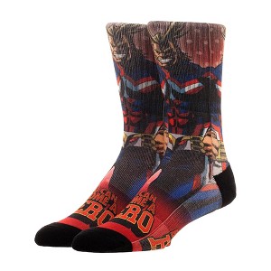 My Hero Academia Socks For Men | All Might Mens Crew Socks | MHA Sublimated Cushioned Thick Crew Socks - 1 of 3
