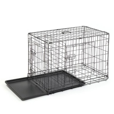 Munora 30" Folding Steel Pet Kennel, Cat & Dog Crate with Slide-Out Tray, Metal Wire Playpen, Black