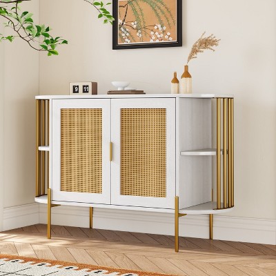 KTMBDW Sideboard Buffet Cabinet with Storage, 47.2" Fluted Shelves, Mid Century Modern Console for Living Room Kitchen