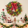 24" Christmas Wreath with 20 Lighting Modes, Holiday Decorations with Glittery Ornaments and Ribbon, Perfect for Indoor/Outdoor Door Christmas Décor - 2 of 4