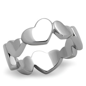 Slickblue Stainless Steel Band for Women, Polished No-Plating Finish, Heart Accent, Simple No Stone Style, Size 5-10 - 1 of 4
