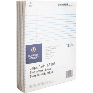 Business Source Legal Pads Legal Ruled 50 Sht 8-1/2"x11-3/4" 12Pack WE 63108 - 1 of 2