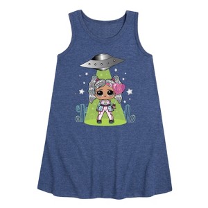 LOL Surprise! Astro Alien Doll Graphic Sleeveless Aline Dress - Heather Navy - Medium - 1 of 4