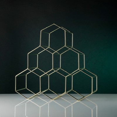 Elegant Geo Gold-Plated Iron 6-Bottle Tabletop Wine Rack