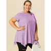 Agnes Orinda Women's Plus Size Ribbed Crew Neck Asymmetrical Hem Flowy Knit Casual Tunic Tops - 3 of 4